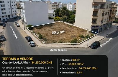Terrain d’Exception 3 Façades R+7 – Quartier LAHJAJMA