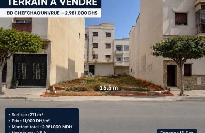 Terrain R+4 à Vendre – Bd Chefchaouni – 271 m²