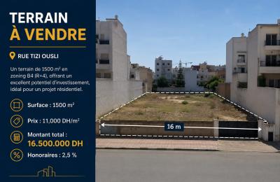 GRAND TERRAIN R+4 À VENDRE – RUE TIZI OUSLI