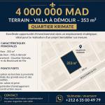 Terrain -Villa à démolir – 353 m² -  Quartier Krimate