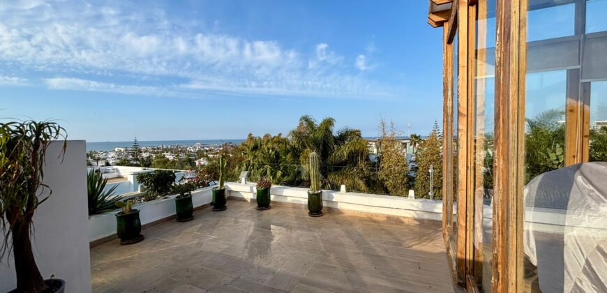 AIN DIAB – VENTE D’UNE MAGNIFIQUE VILLA AVEC PISCINE ET TOIT VUE MER EN RÉSIDENCE PRIVÉE